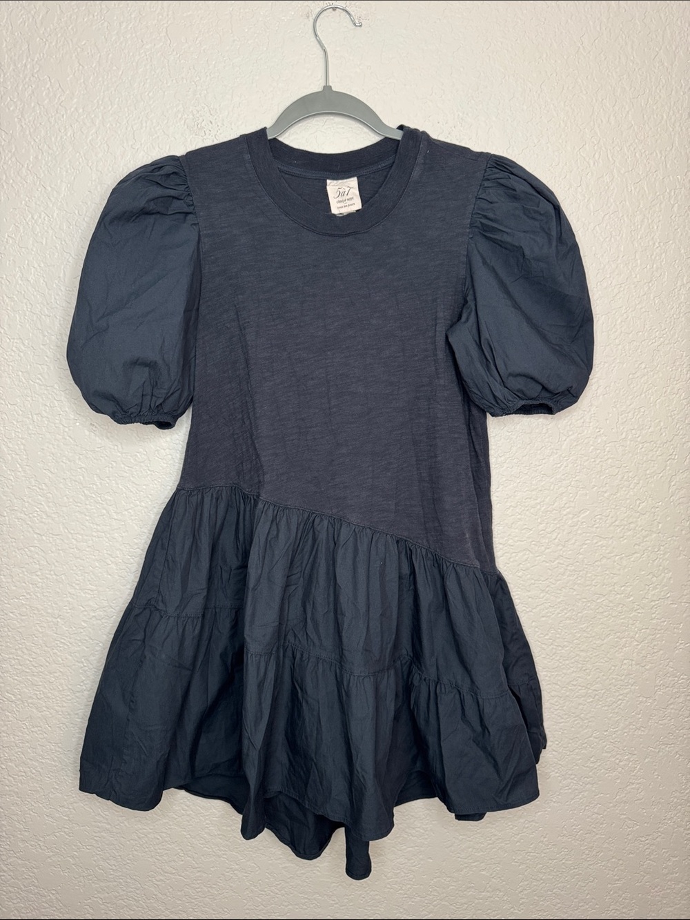 Cinq a Sept Caitlin Asymmetrical Mini Dress XS Puff Sleeve Mixed Media - Picture 2 of 6